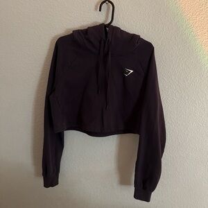 Gymshark dark purple Cropped Hoodie with White Logo